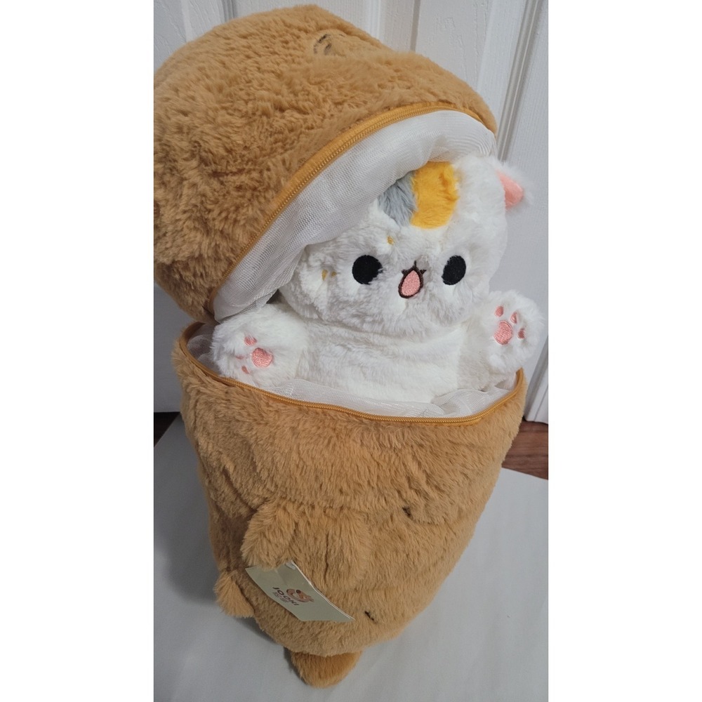 26 inch Taiyaki Pillow Cat Plush Pillow Giant Kitten Inside Fish 2 in 1 Plushies
